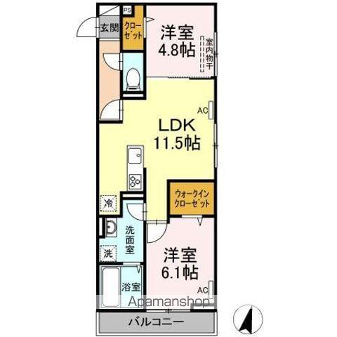 D-ROOMあおば(2LDK/2階)の間取り写真