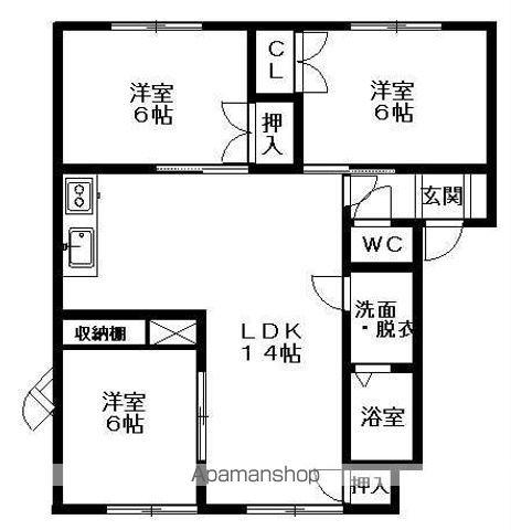 メイユール樹木(3LDK/1階)の間取り写真