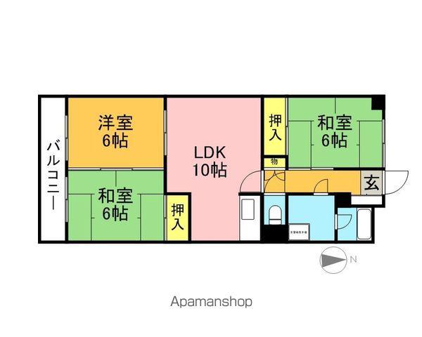 ピープル室見(3LDK/4階)の間取り写真