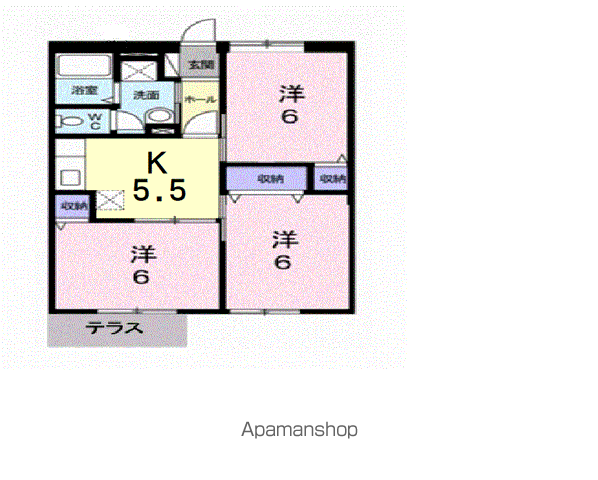 シャルマン北川毛A(3K/1階)の間取り写真