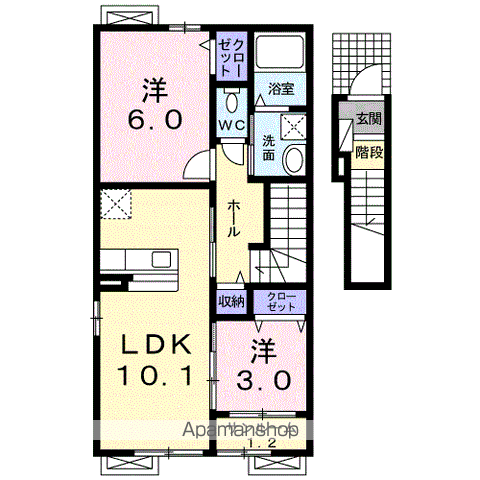 ラベンダ-ハイツ(2LDK/2階)の間取り写真