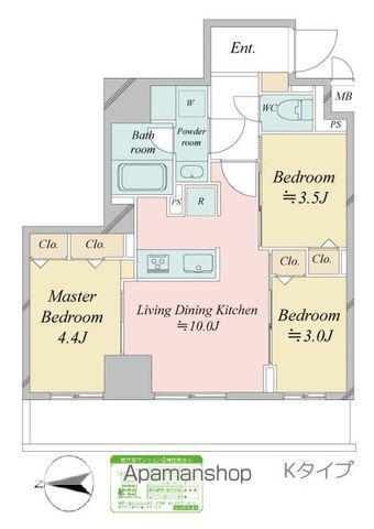 ドゥーエ王子神谷(3LDK/10階)の間取り写真