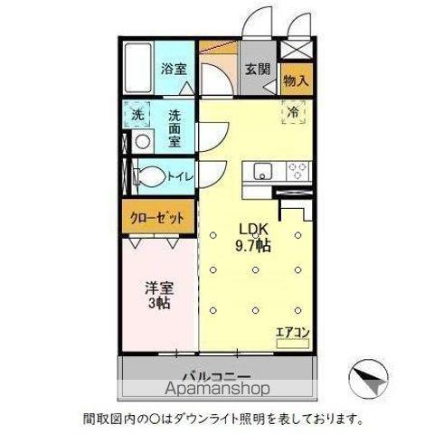 ツインハーモニーA棟(1LDK/2階)の間取り写真