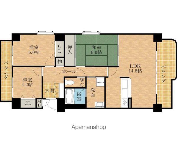 CASA PORTO岸和田(3LDK/2階)の間取り写真