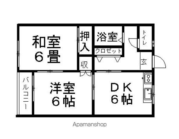 シャトル花梨(2DK/2階)の間取り写真