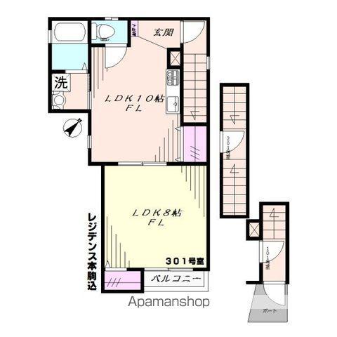 レジデンス本駒込(1LDK/3階)の間取り写真