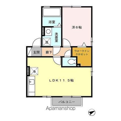 エトワールKURIMORI A棟(1LDK/2階)の間取り写真