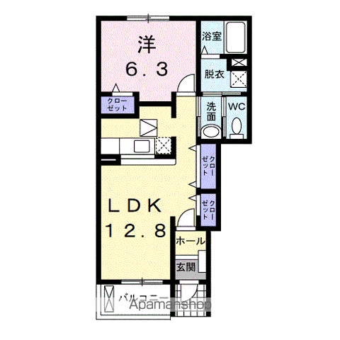 リヴィエールⅡ(1LDK/1階)の間取り写真