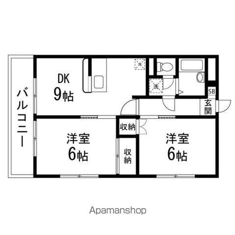 エトワール東仙台(2DK/1階)の間取り写真