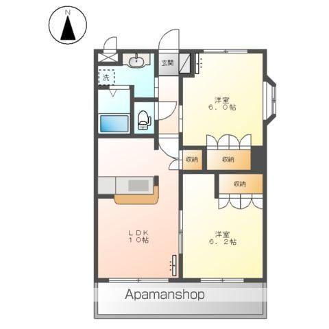 クレシアA(2LDK/1階)の間取り写真