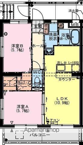都城天神町YマンションII(2LDK/1階)の間取り写真