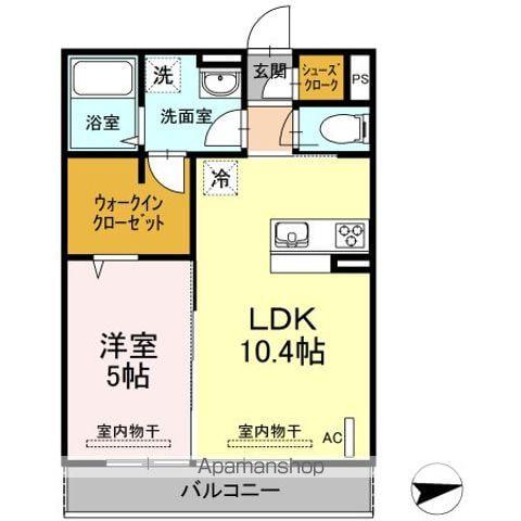 ラフィネ宿河原(1LDK/2階)の間取り写真