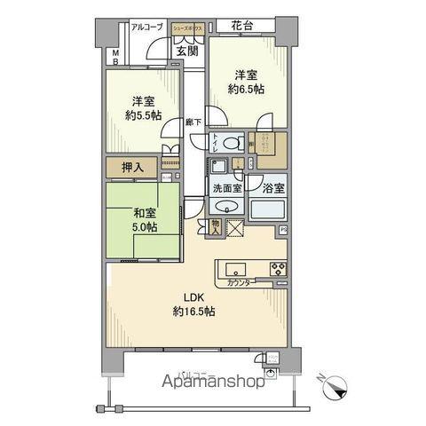 川崎サイトシティ2番館(3LDK/5階)の間取り写真