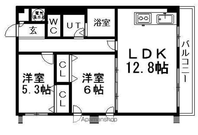 ギブソン236(2LDK/3階)の間取り写真