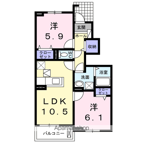 パークアクシス オストB(2LDK/1階)の間取り写真