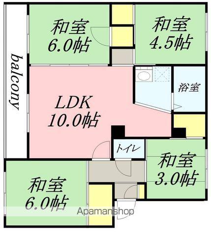 しらかば公園前 旧国家公務員宿舎(4LDK/4階)の間取り写真