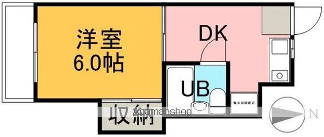 サンリバーハイツ(1K/3階)の間取り写真