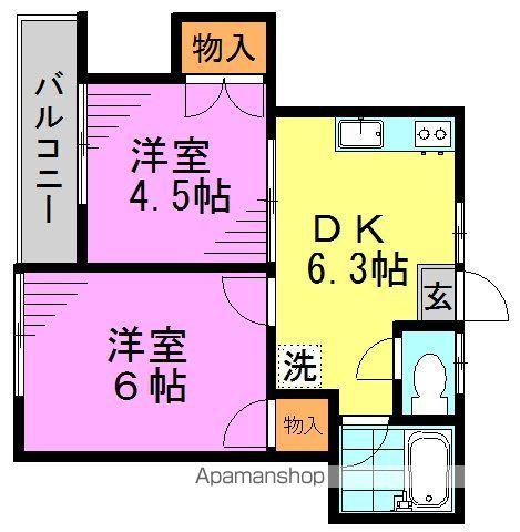 マツモトハイツ(2DK/1階)の間取り写真