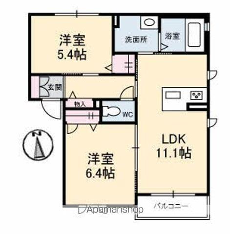 シャーメゾン善通寺町 B棟(2LDK/2階)の間取り写真