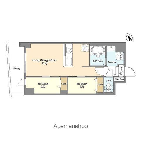 アルファコート曳舟2(2LDK/3階)の間取り写真
