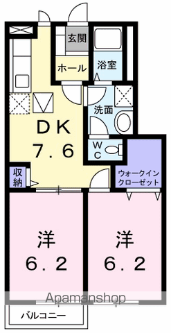 ハイム高岡 I(2DK/1階)の間取り写真
