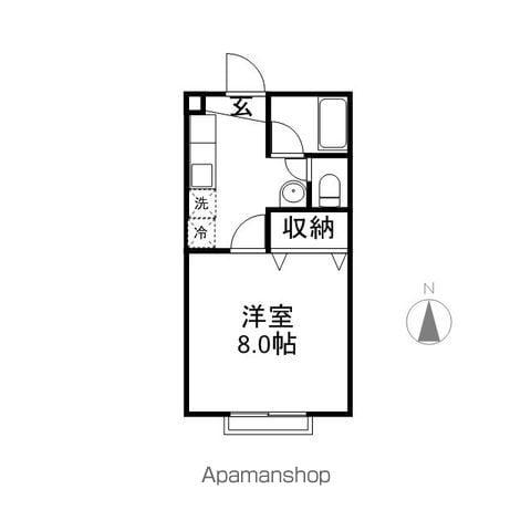 パークサイド1(1K/1階)の間取り写真