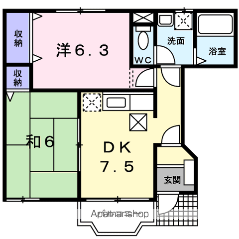 エブリー・ママ(2DK/1階)の間取り写真