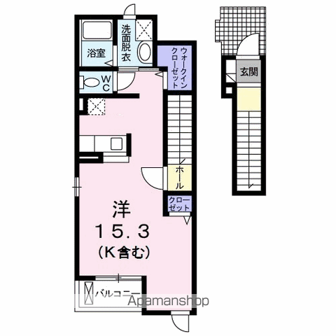 ボンヌ・シャンス多摩(ワンルーム/2階)の間取り写真