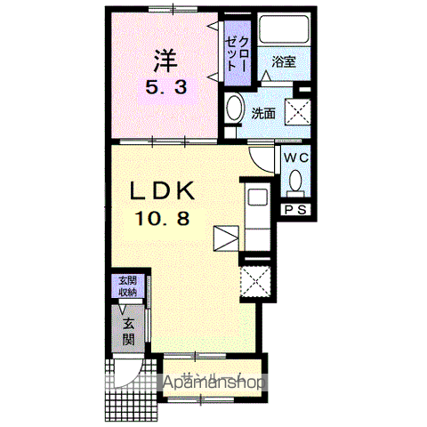 ル ソレイユ(1LDK/1階)の間取り写真