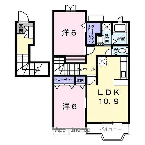 ドエルエバ-グリーンA(2LDK/2階)の間取り写真