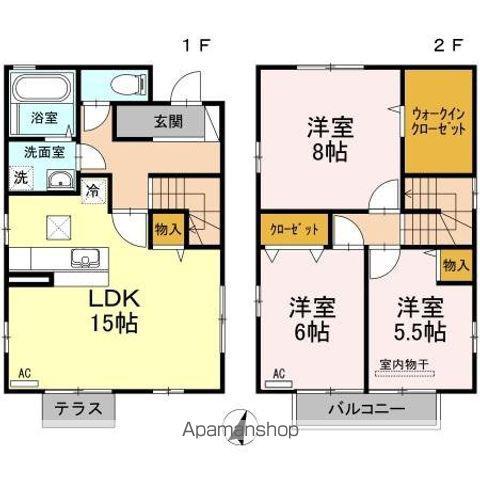 広島県福山市 2階建 築18年(3LDK)の間取り写真