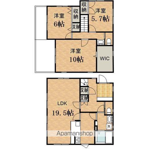 多摩モノレール 程久保駅 徒歩9分 2階建 築33年(3LDK)の間取り写真