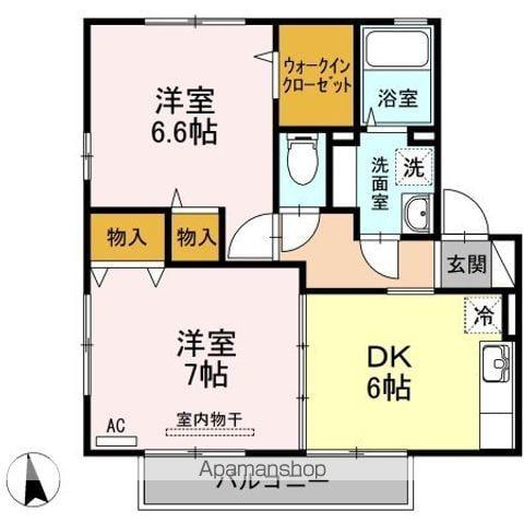 アルカンシェル(2DK/2階)の間取り写真