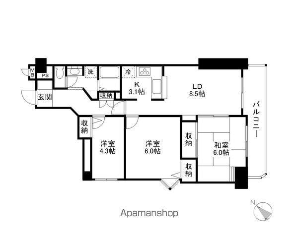 コスモ守山(3LDK/5階)の間取り写真