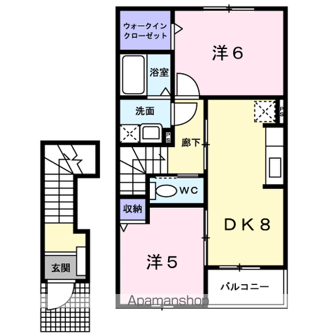 アグネスⅢ(2DK/2階)の間取り写真