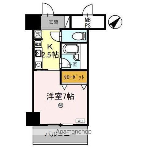 サンタウン竹鼻A棟(1K/4階)の間取り写真