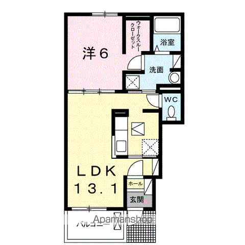 アクティフ宇部Ⅲ(1LDK/1階)の間取り写真
