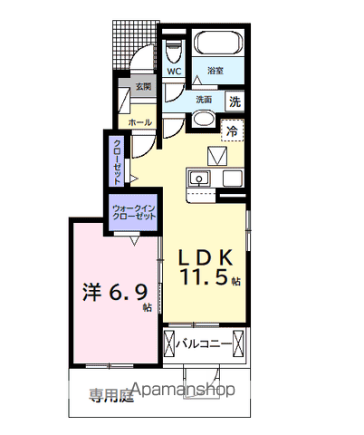 今津朝山アパートⅡ(1LDK/1階)の間取り写真