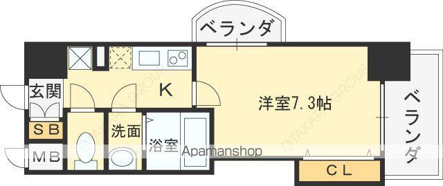 LUXE布施南(1K/8階)の間取り写真