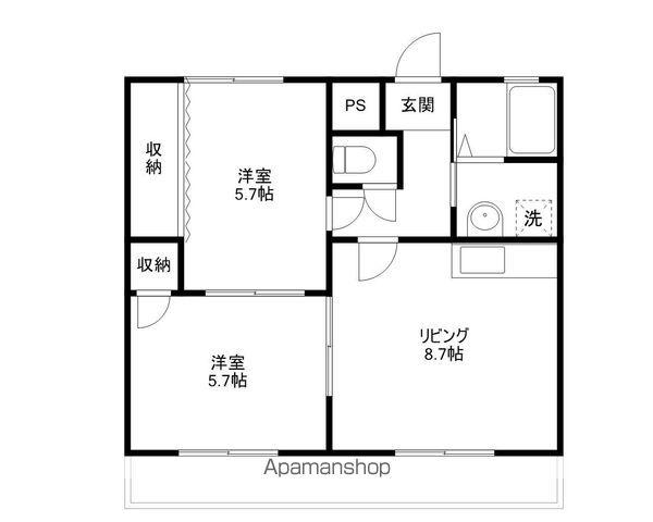 ファミールⅡ(2DK/2階)の間取り写真