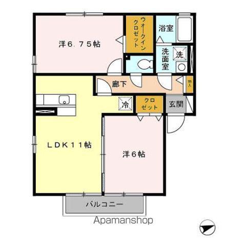 デュオフラット B(2LDK/2階)の間取り写真