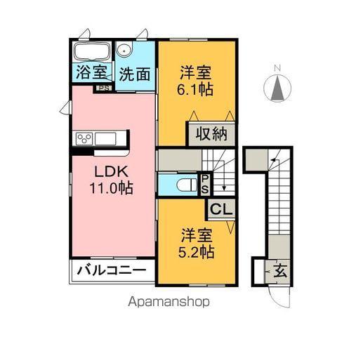 ソレイユYAMAGO(2LDK/2階)の間取り写真