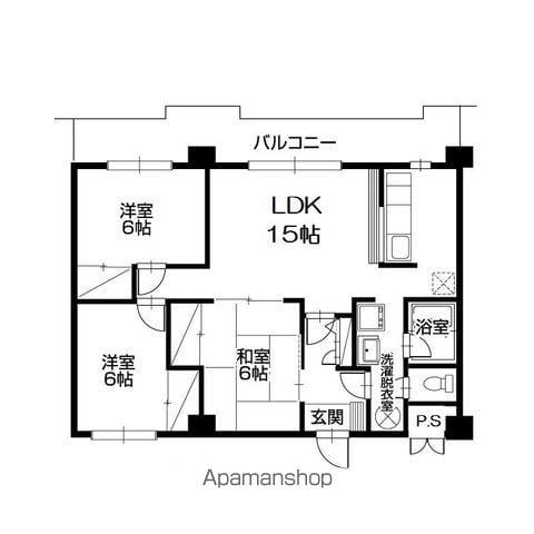 帯広マンション第1(3LDK/5階)の間取り写真