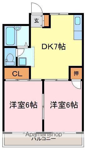 ロイヤルハイツおのだⅠ(2DK/4階)の間取り写真