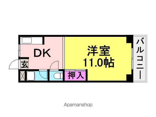 第2三和マンション(1DK/4階)の間取り写真