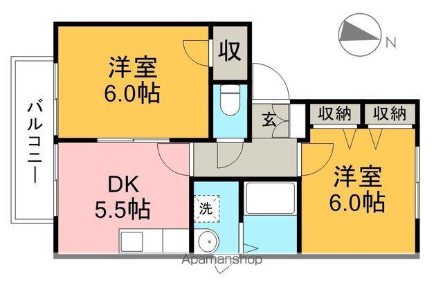 エステイトハイツ(2K/2階)の間取り写真