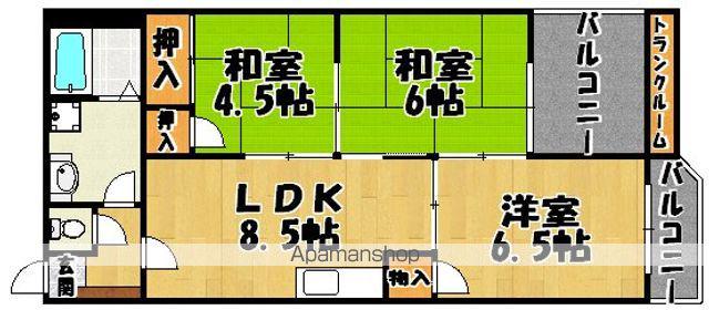 ヴィラビアンカ美原(3LDK/4階)の間取り写真