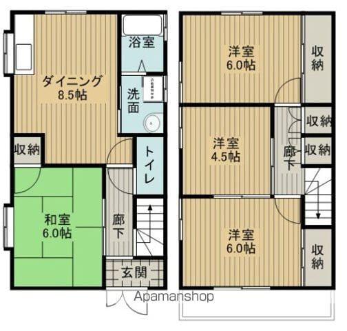 山陽本線 海田市駅 徒歩11分 2階建 築20年(4DK)の間取り写真