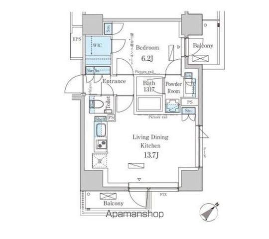 パークアクシス飯田橋レジデンス(1LDK/8階)の間取り写真