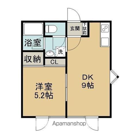 国際レジデンス(1DK/2階)の間取り写真